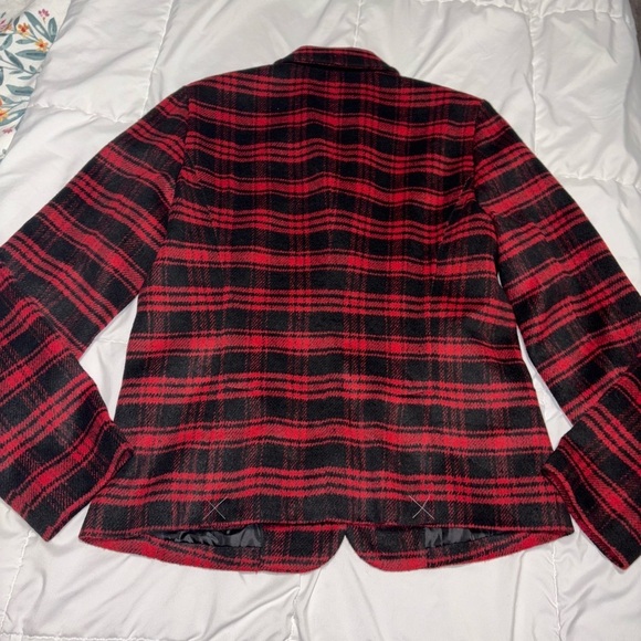 NWT Talbots Blazer Jacket Wool Blend Buffalo Plaid Red Winter Holiday Size 14 - Picture 5 of 8